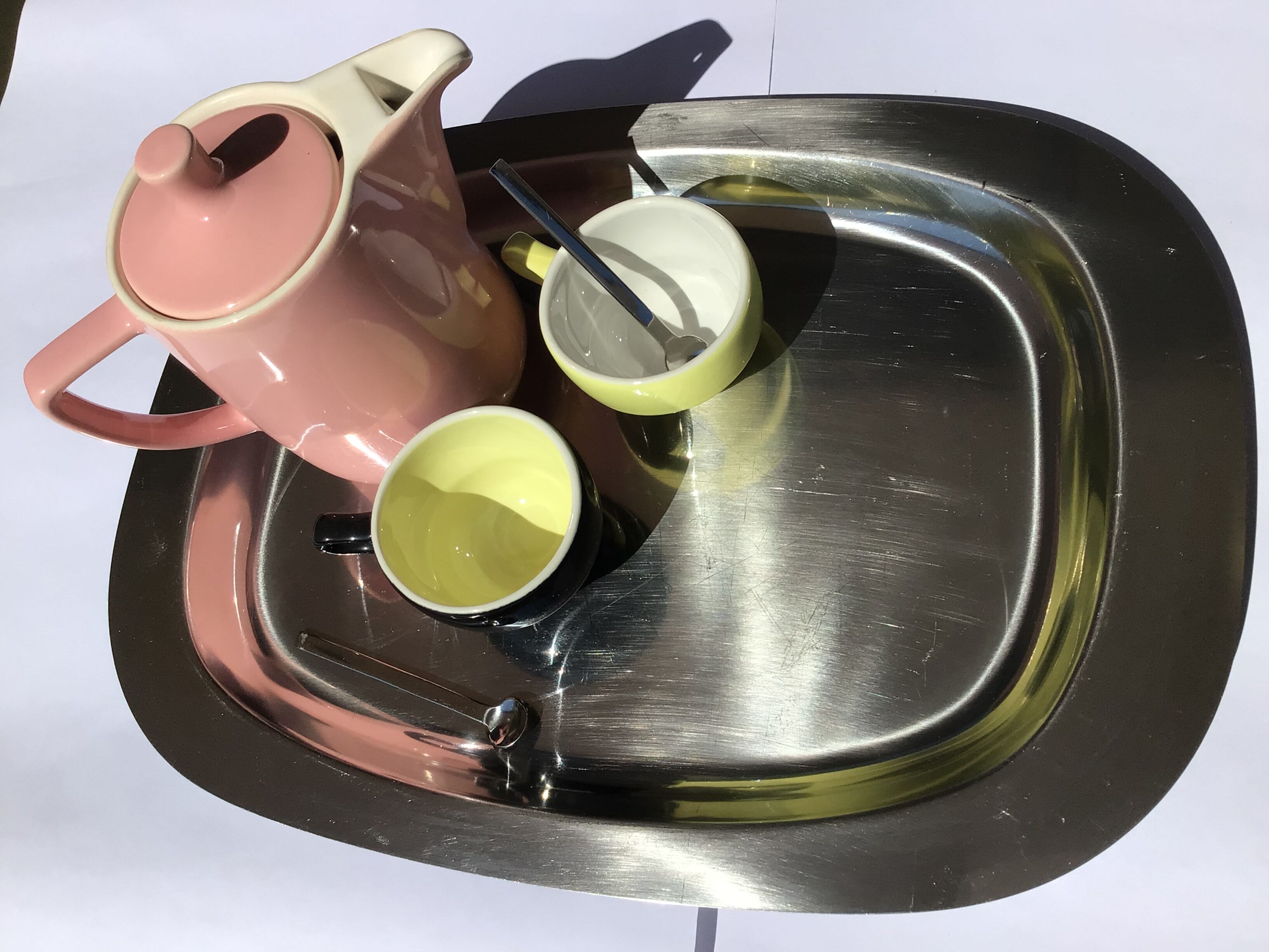 Scandinavian stainless steel tray rectangle rounded edges