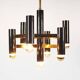 Brass & gunmetal geometric chandelier by "Boulanger S.A."