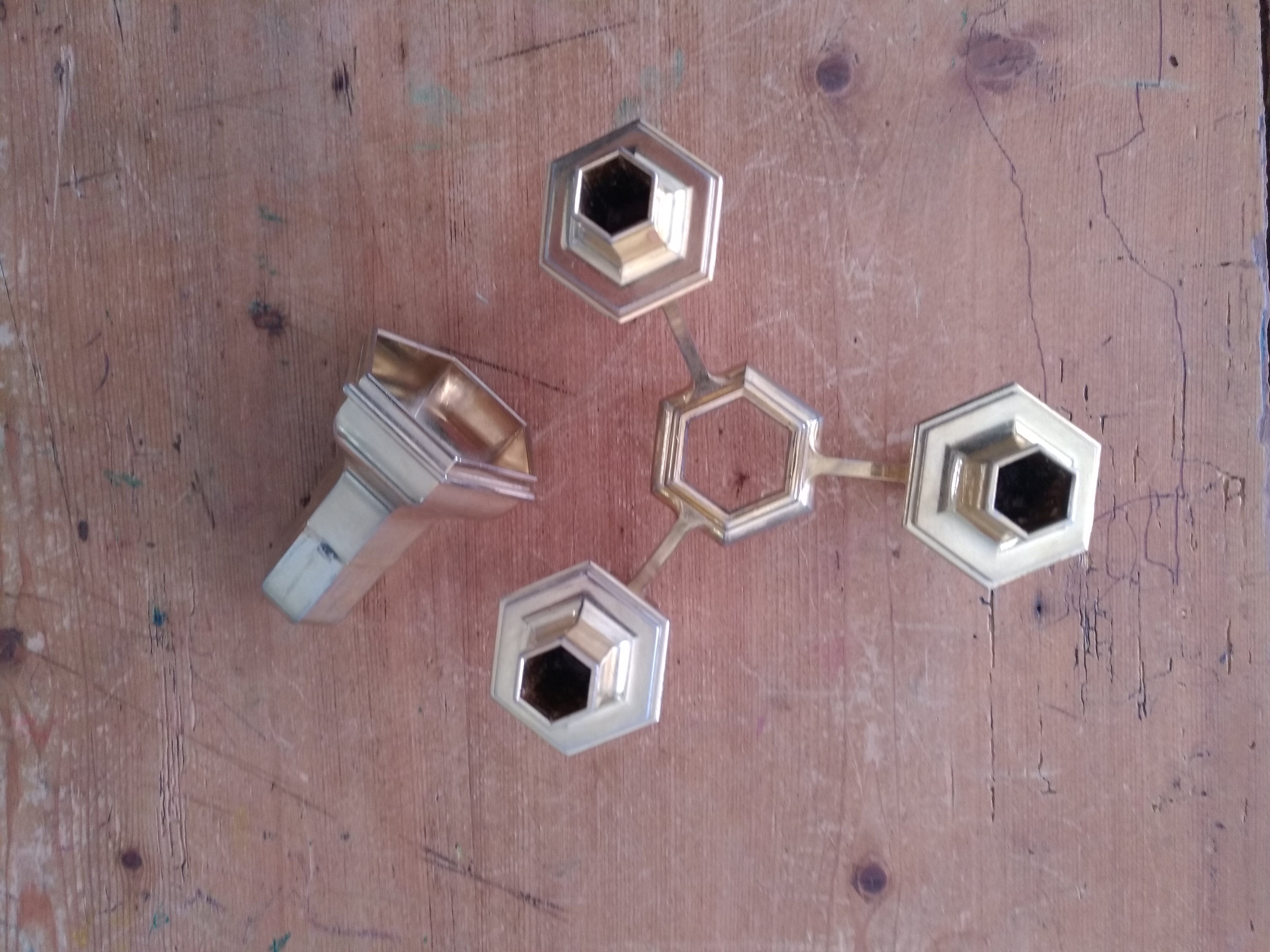 Nagel's golden modular Scandinavian candlestick candlestick