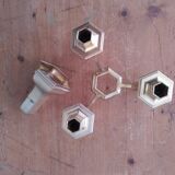 Nagel's golden modular Scandinavian candlestick candlestick