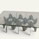 Minimalist sculptural coffee table in metal and glass – 1970