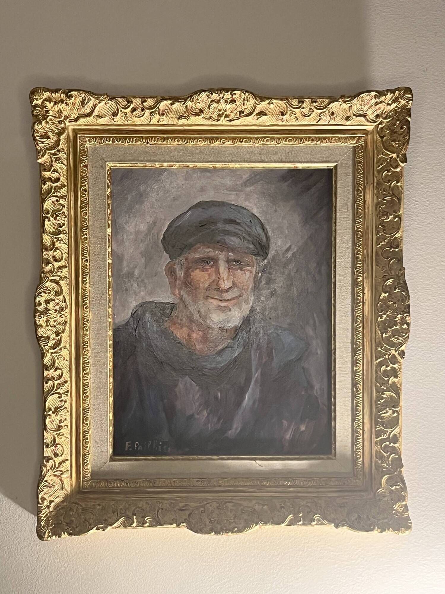 Fred Pailhès (1902-1991) "The Fisherman" Oil on panel signed