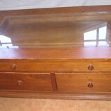 Coffee table top beveled glass and 3 drawers through