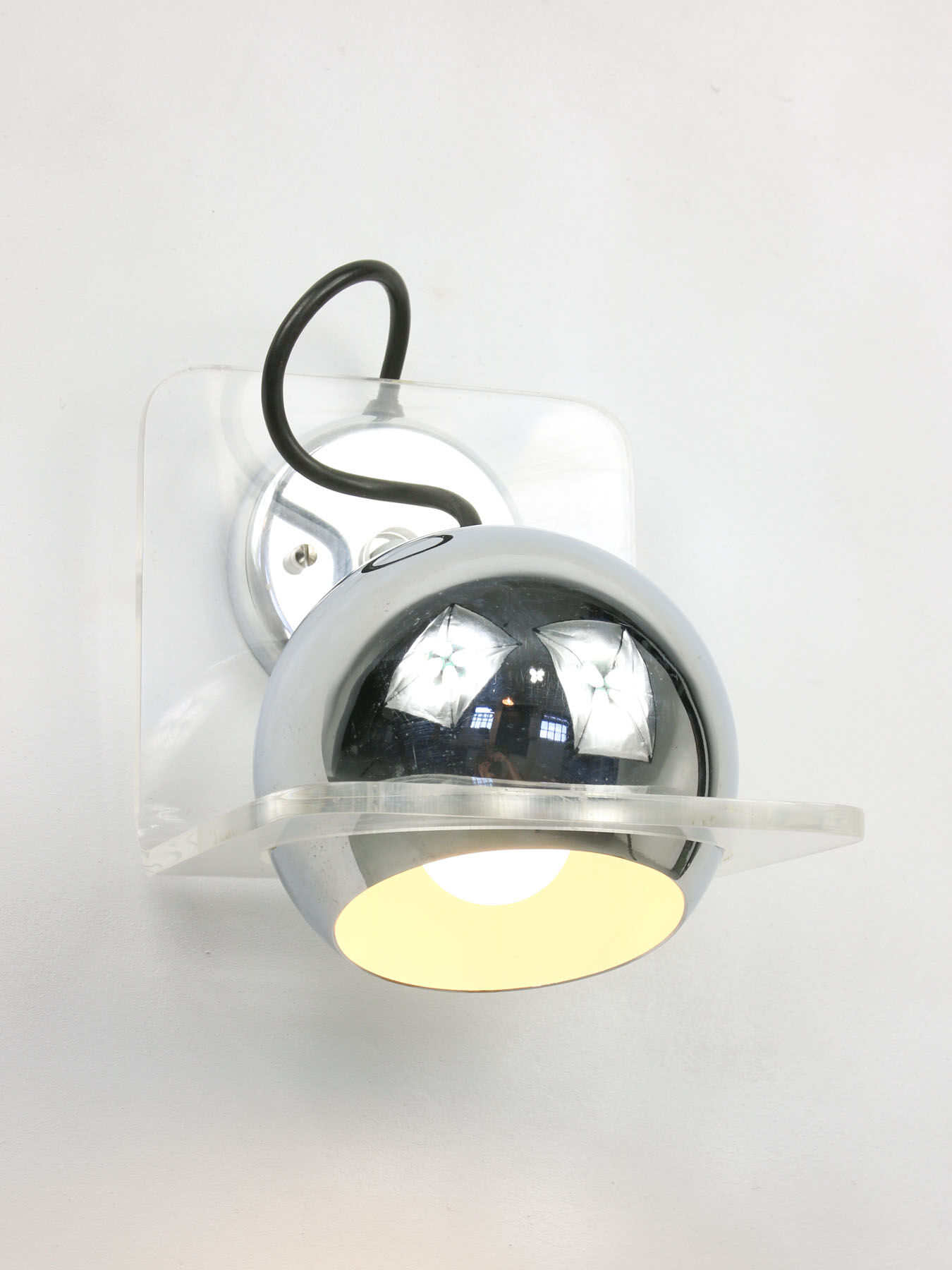 Vintage italian chrome eyeball wall lamp