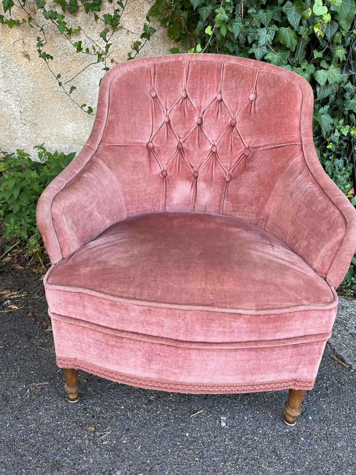 Upholstered velvet armchair