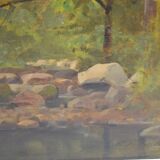 Barbizon school "stream in an undergrowth" signed and dated 1892