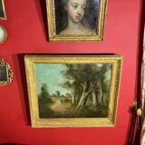 École de Barbizon signée, huile sur toile du 19e siècle représentant un paysage