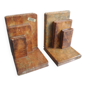 pair of alabaster vintage decor bookends