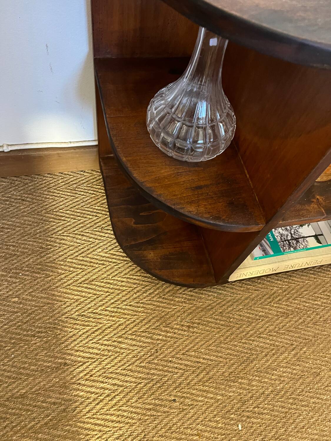 TV cabinet in a row with art deco wooden shelf