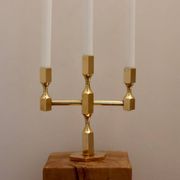 Vintage Swedish Three-Arm Brass Candleholder by Gusum, circa 1974