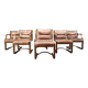 Asko Pajamies vintage leather plywood chairs from Finland, set of 6 - 1970s