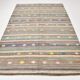 6x9 Gray & Green Striped Pattern Kilim Rug, 176x262Cm