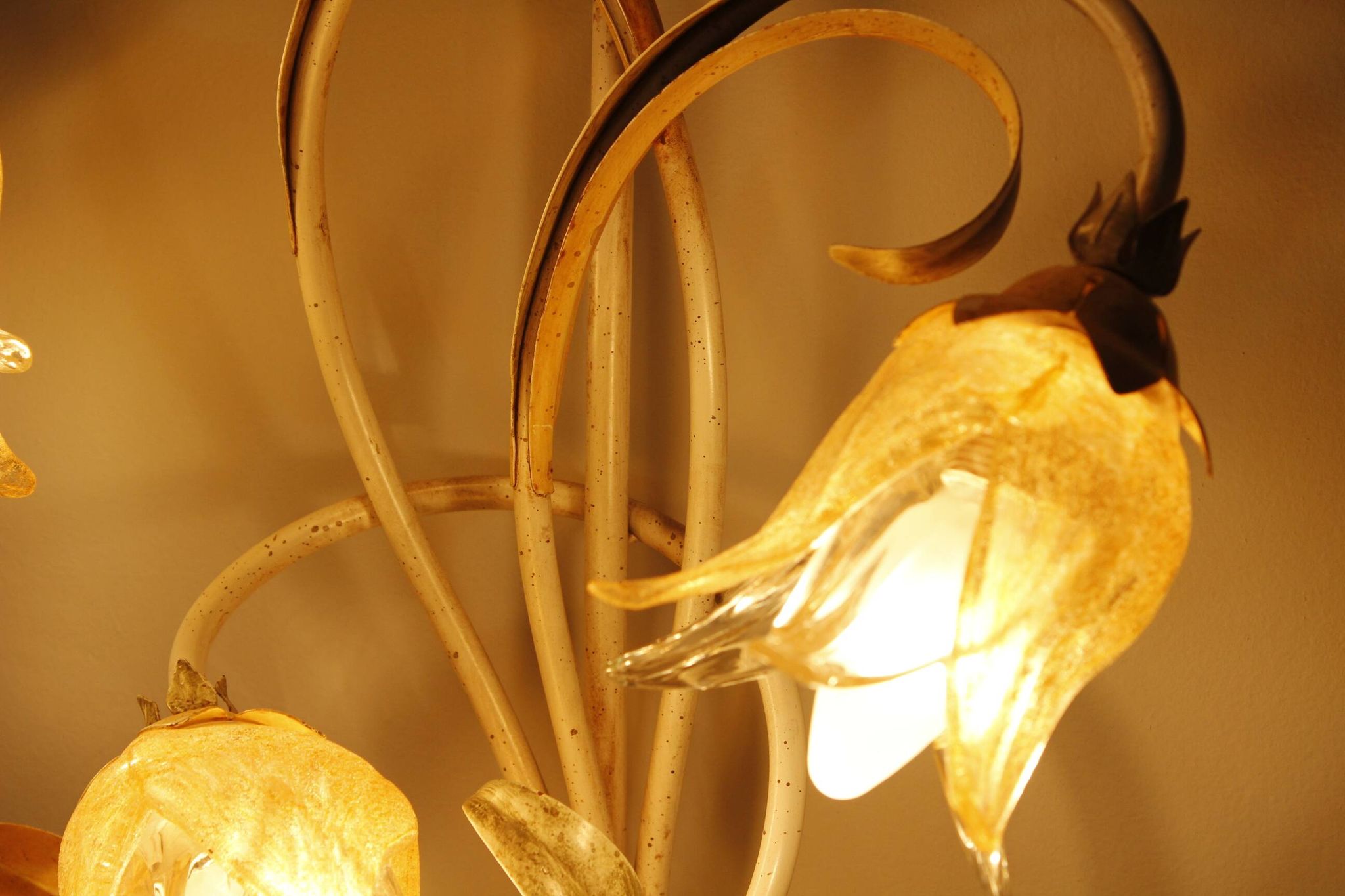 Set of 10 Wall Lights from colored hand crafted iron and Murano glass