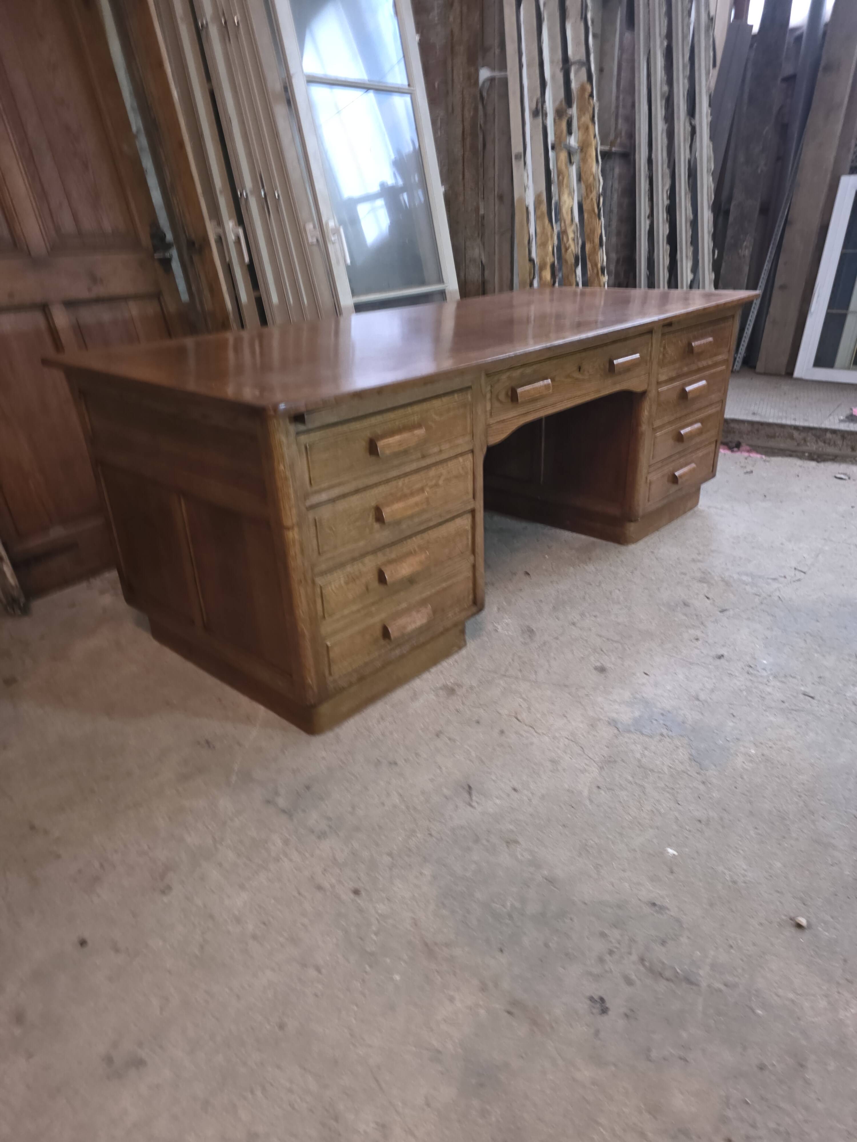Bureau ministre XXL en chêne , 220 × 95 cm