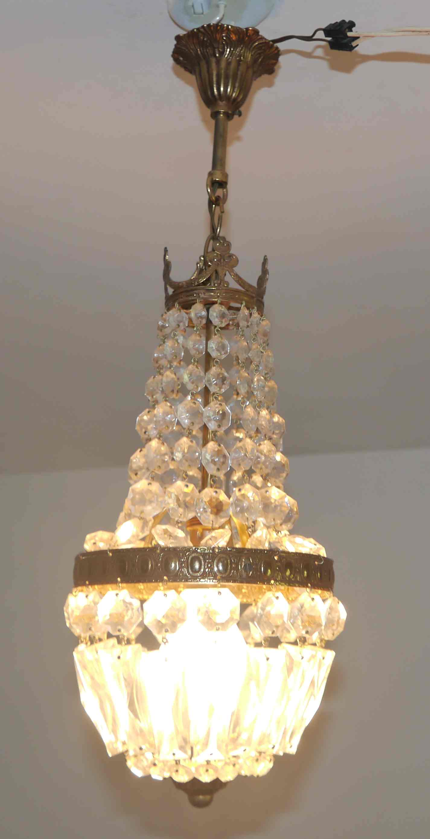 Suspension chandelier with metal and glass grapevines manufactured 60's / 70's