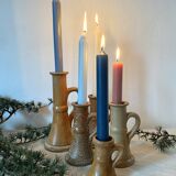 Stoneware candle holders x5