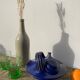 Organic teapot in blue ceramic