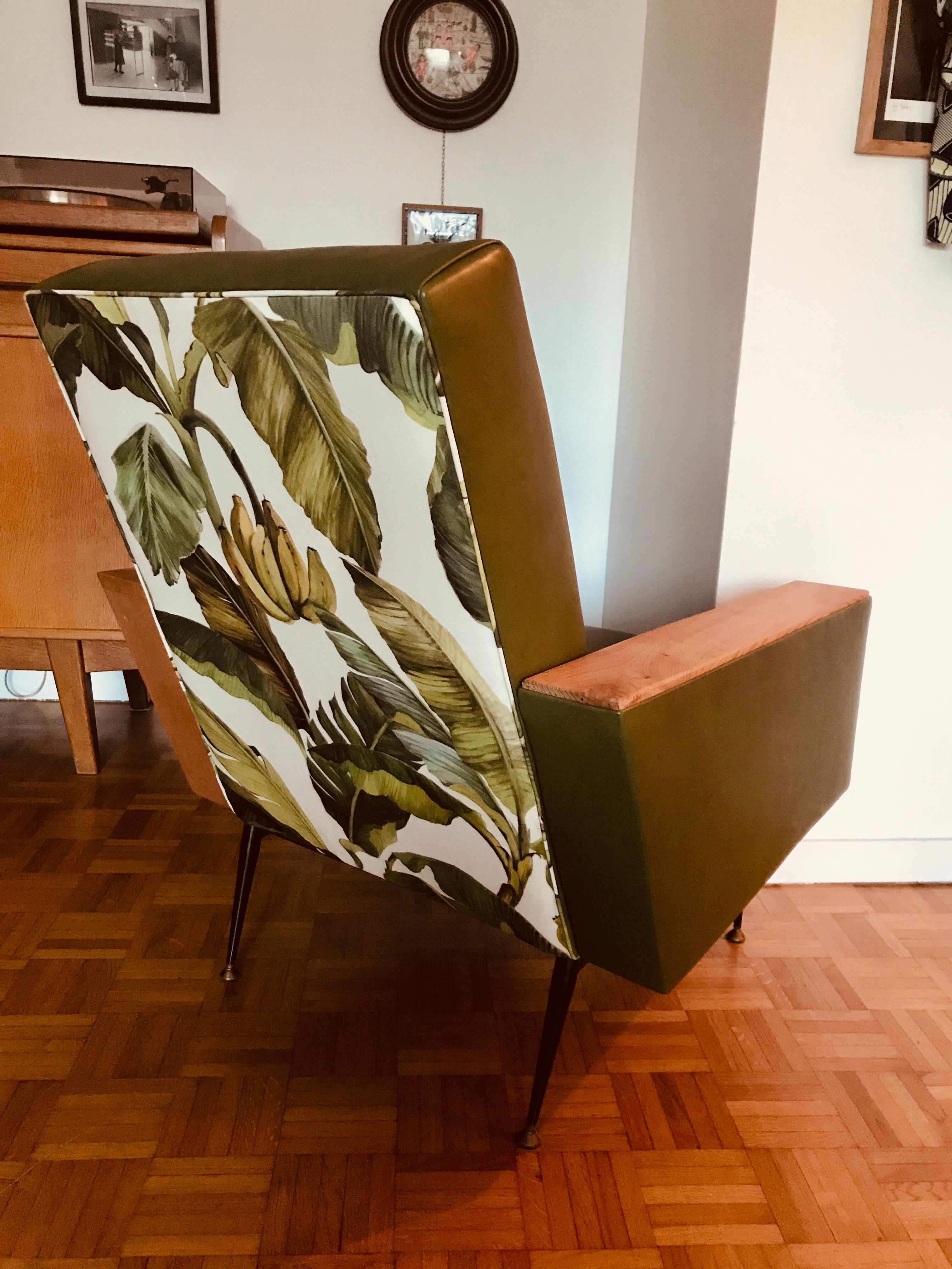 Vintage leather chair olive green