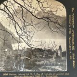 Old photography stereo, stereograph, luxury albumine 1903 Lake Lucerne, Switzerland