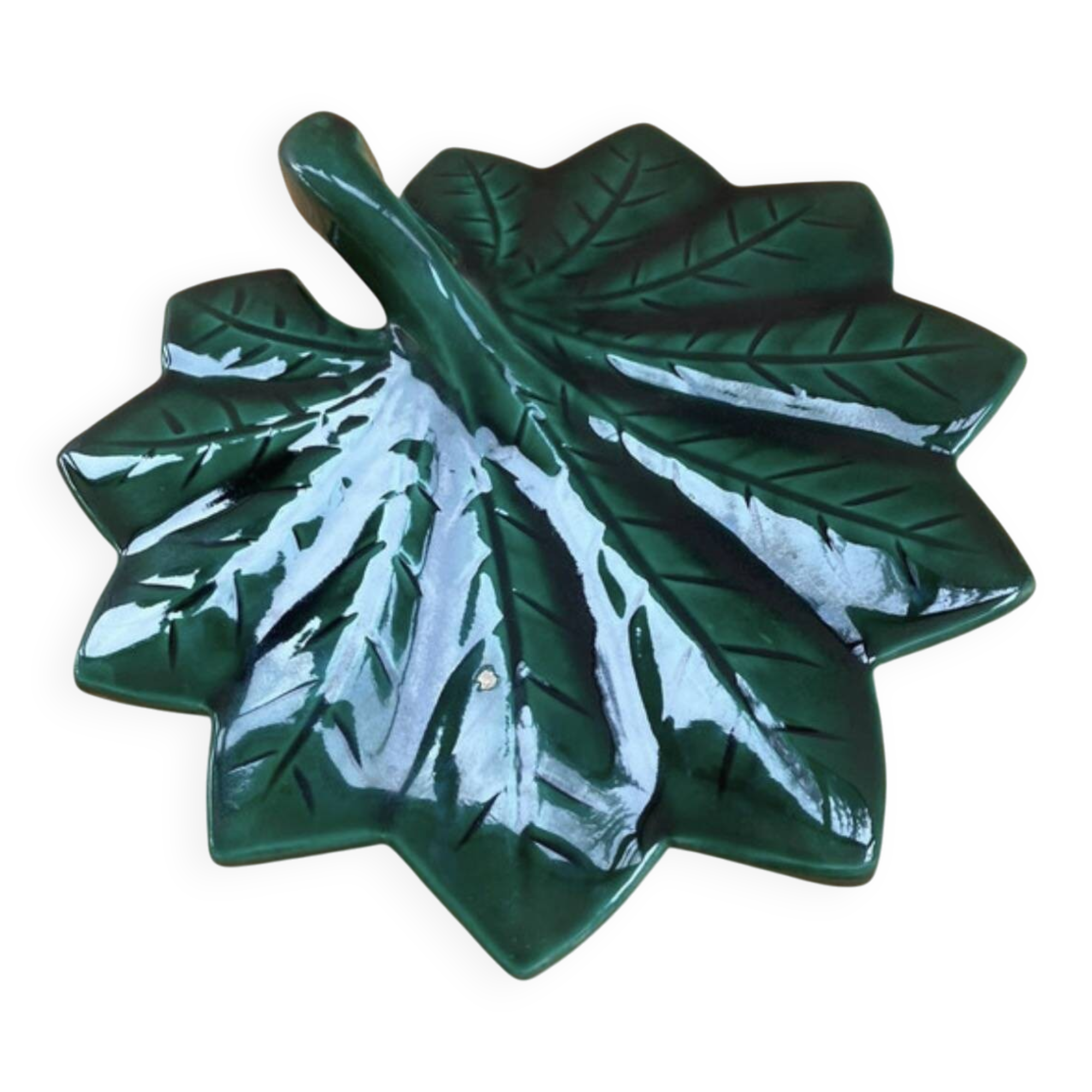 Green leaf service platter Vallauris style