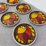 Service assiettes en céramique italienne signé Desimone Italy decor poisson années 60 vintage