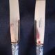 Set of 7 old cheese knives, Solingen brand, in VM800 silver and vermeil