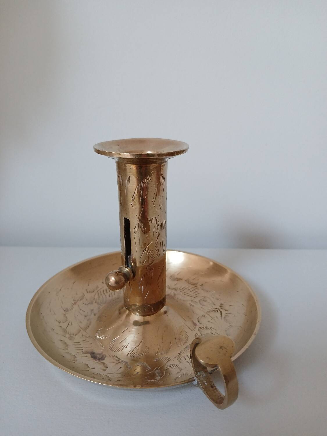 Brass candle holder, cellar rat