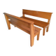 Pair of 1950s solid oak benches with backrests