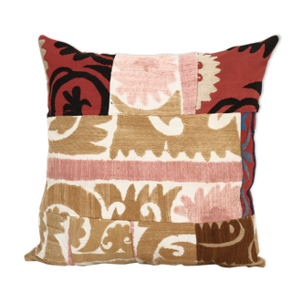 Square suzani cushion cover, tribal house decor, pastel embroidery handmade pillows, vintage embroid