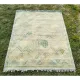 Hand-Knotted Wool Area Rug, Oushak Ivory Sage Green Design Carpet for Living Room