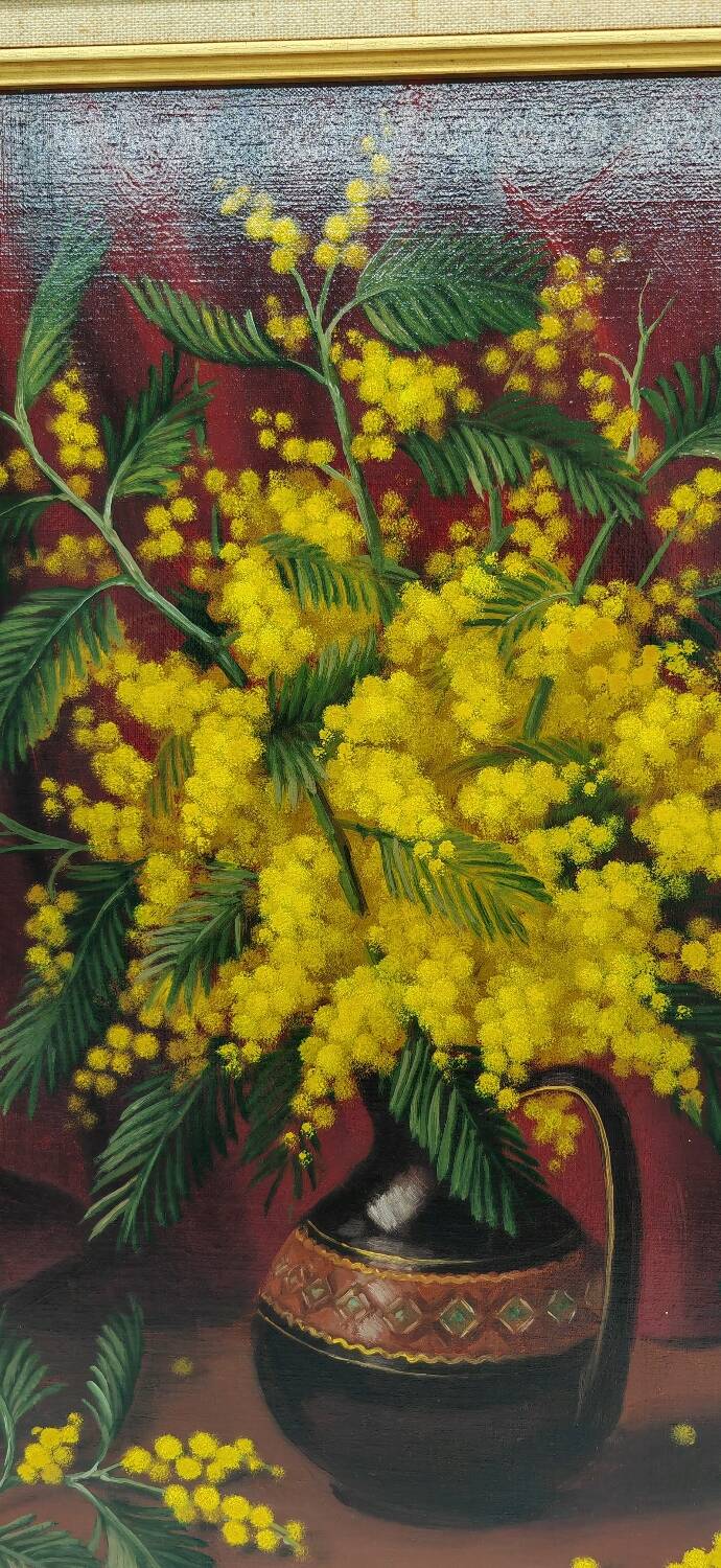 Still life with bouquet of mimosa by Florent Sichet