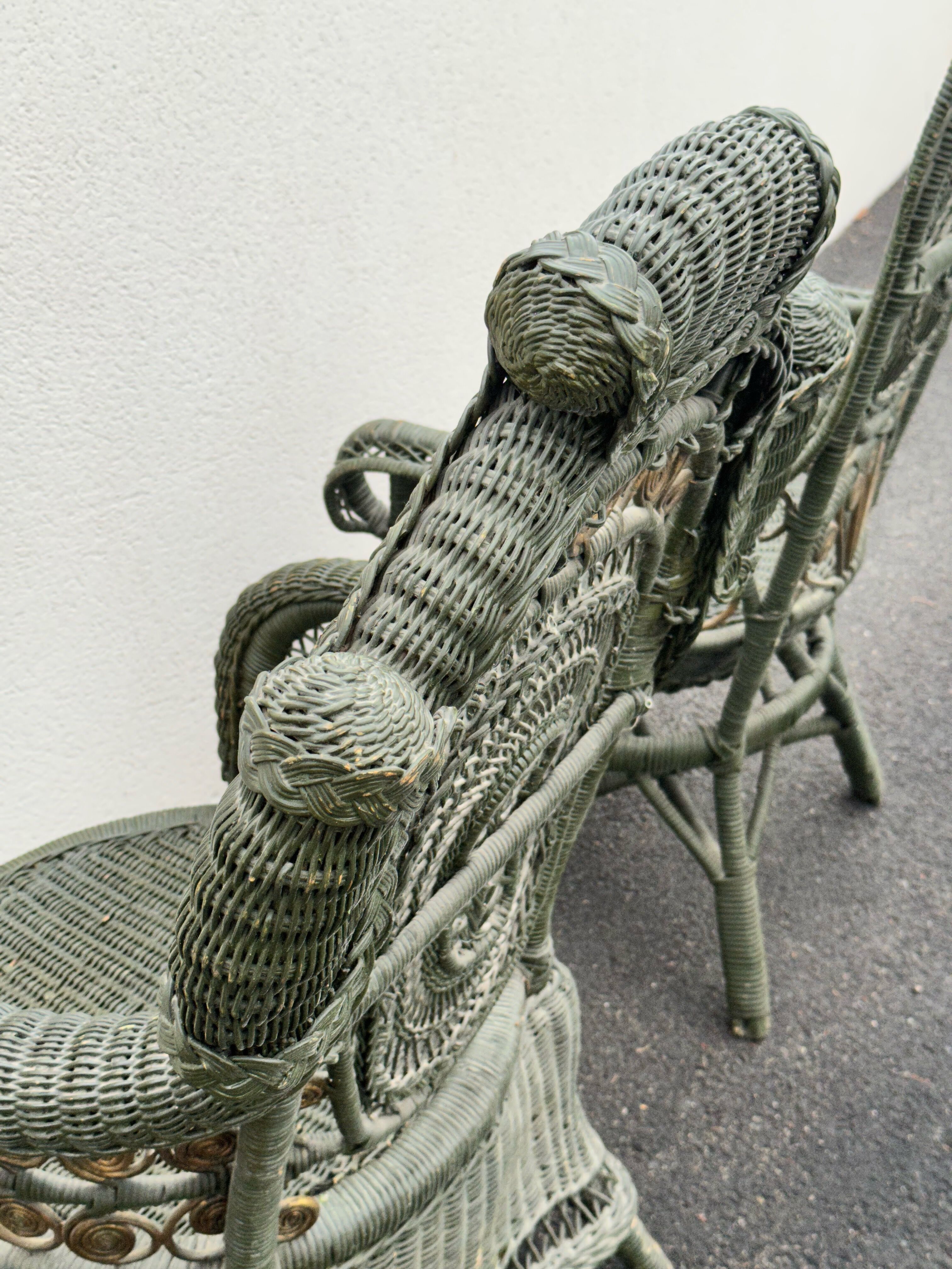 Perret & Vibert pair of ornate rattan armchairs, circa 1890