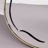 Free-form, screen-printed rearview mirror from the 1960s on a gold frame