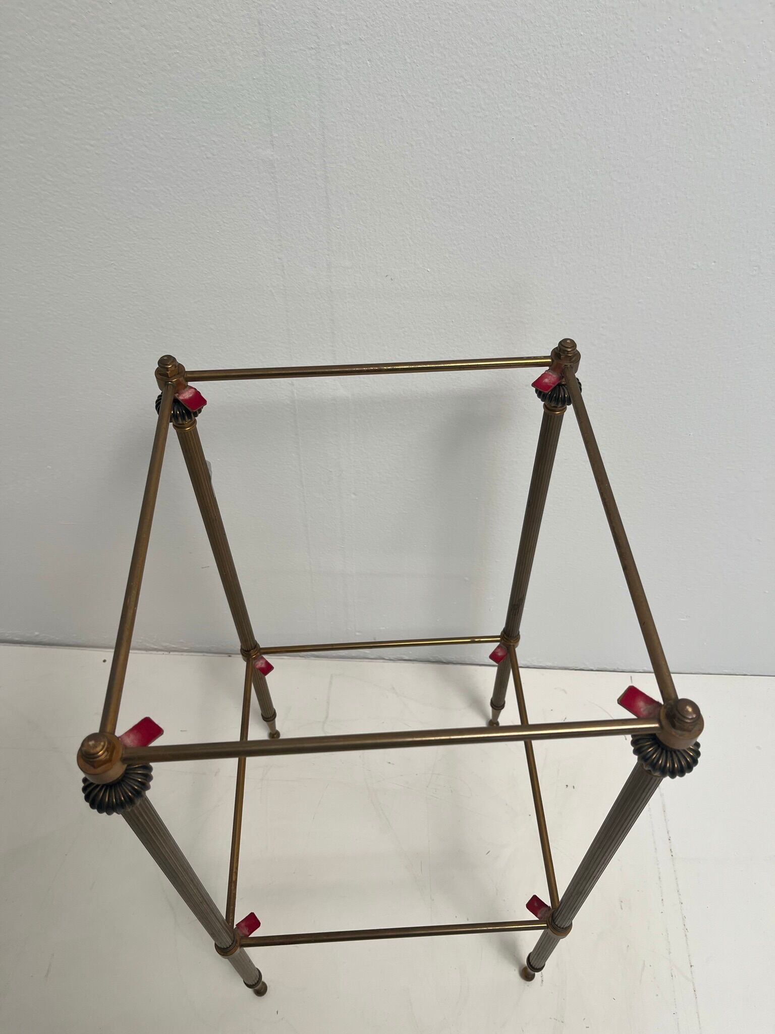 Vintage side table in white marble and brass year 60