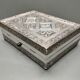 Handcrafted ethnic jewelry box - Hand-pushed silver iron - India - 70's