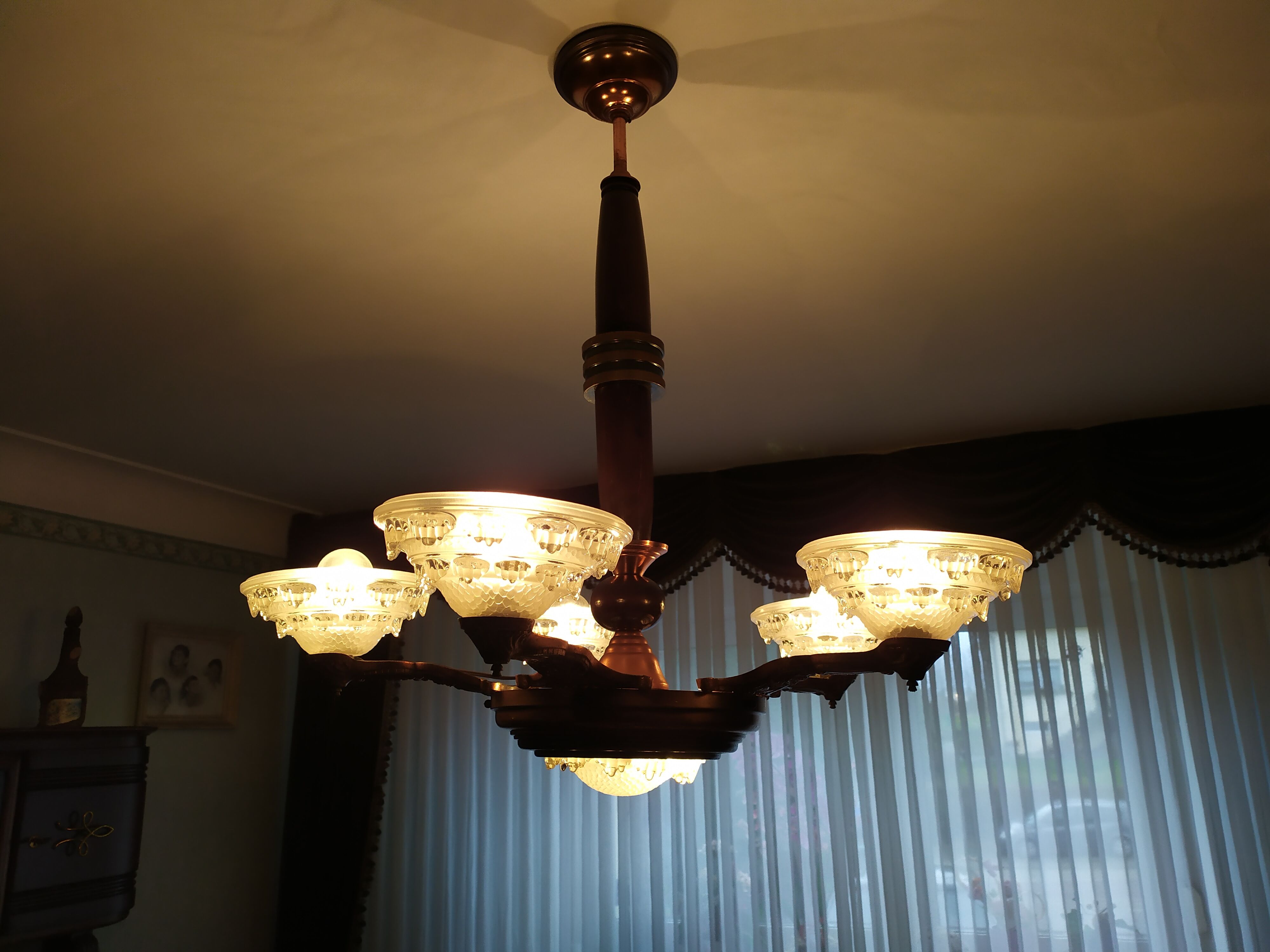 Chandelier lamp ezan 5 branch signed