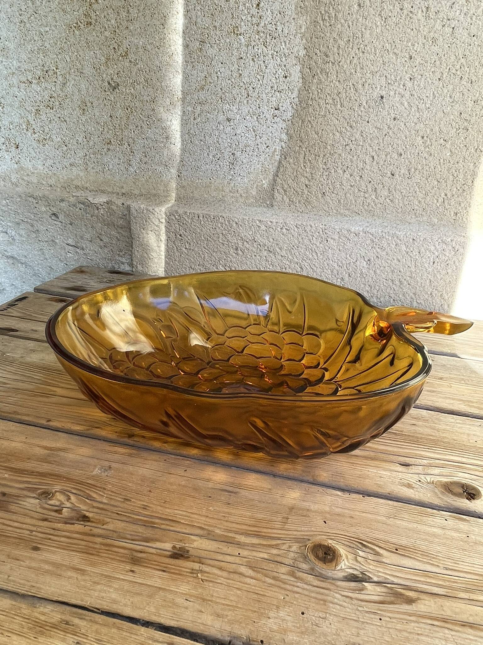 Vintage amber glass fruit bowl