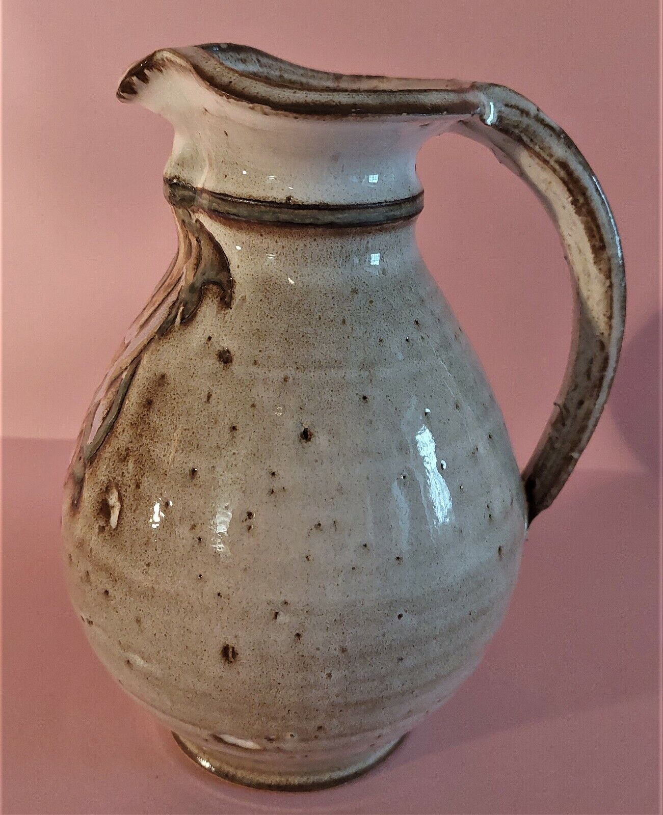 Glazed terracotta pitcher signed Pierrette XXth