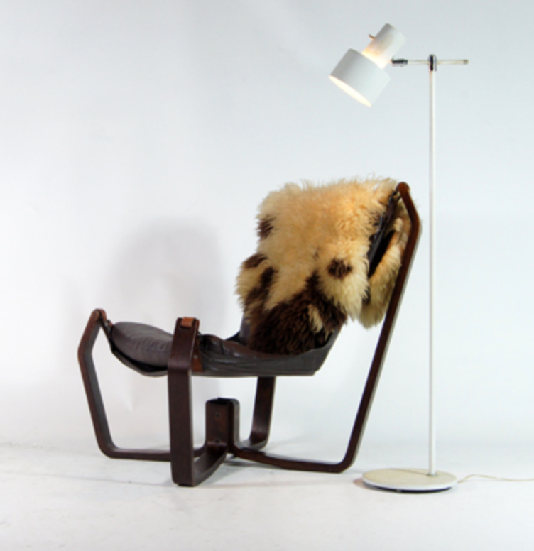 Vintage retro leather Falcon chair by Sigurd Ressell