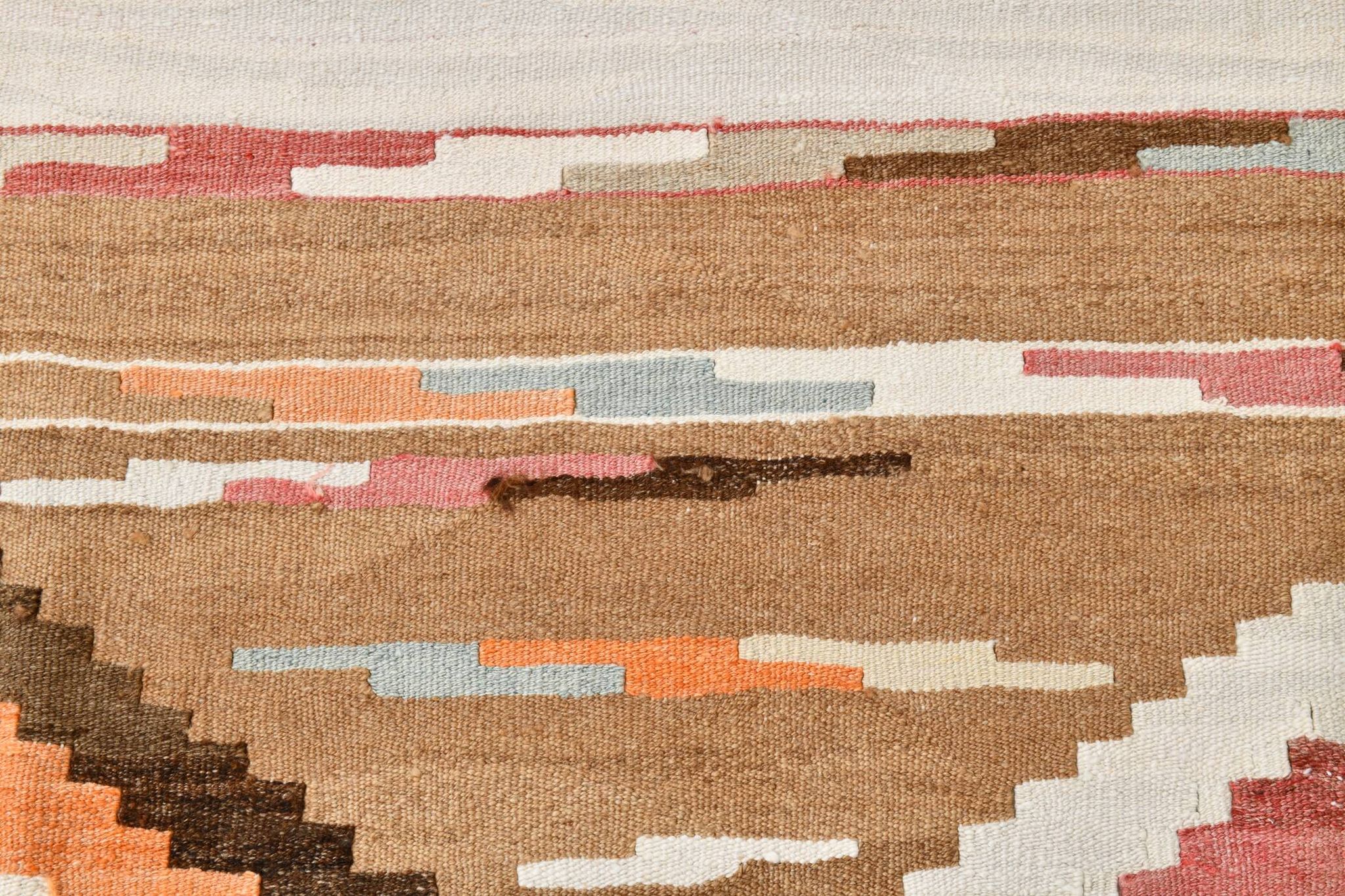 Brown & Cream Persian Kilim Rug, 260x341Cm