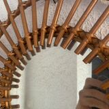 Vintage mirror 1960 rattan wicker sun - 55 cm