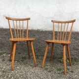 Pair of Scandinavian beech bistro chairs