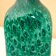White multi-layer blown glass bottle vase with blue and green inclusions