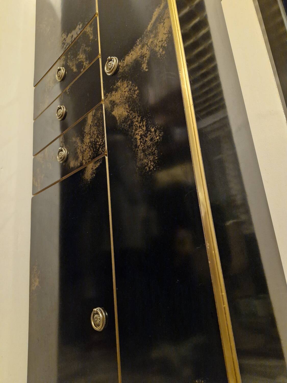 Black and gold lacquered Sanibloc furniture in the style of Maison Jansen, 1970