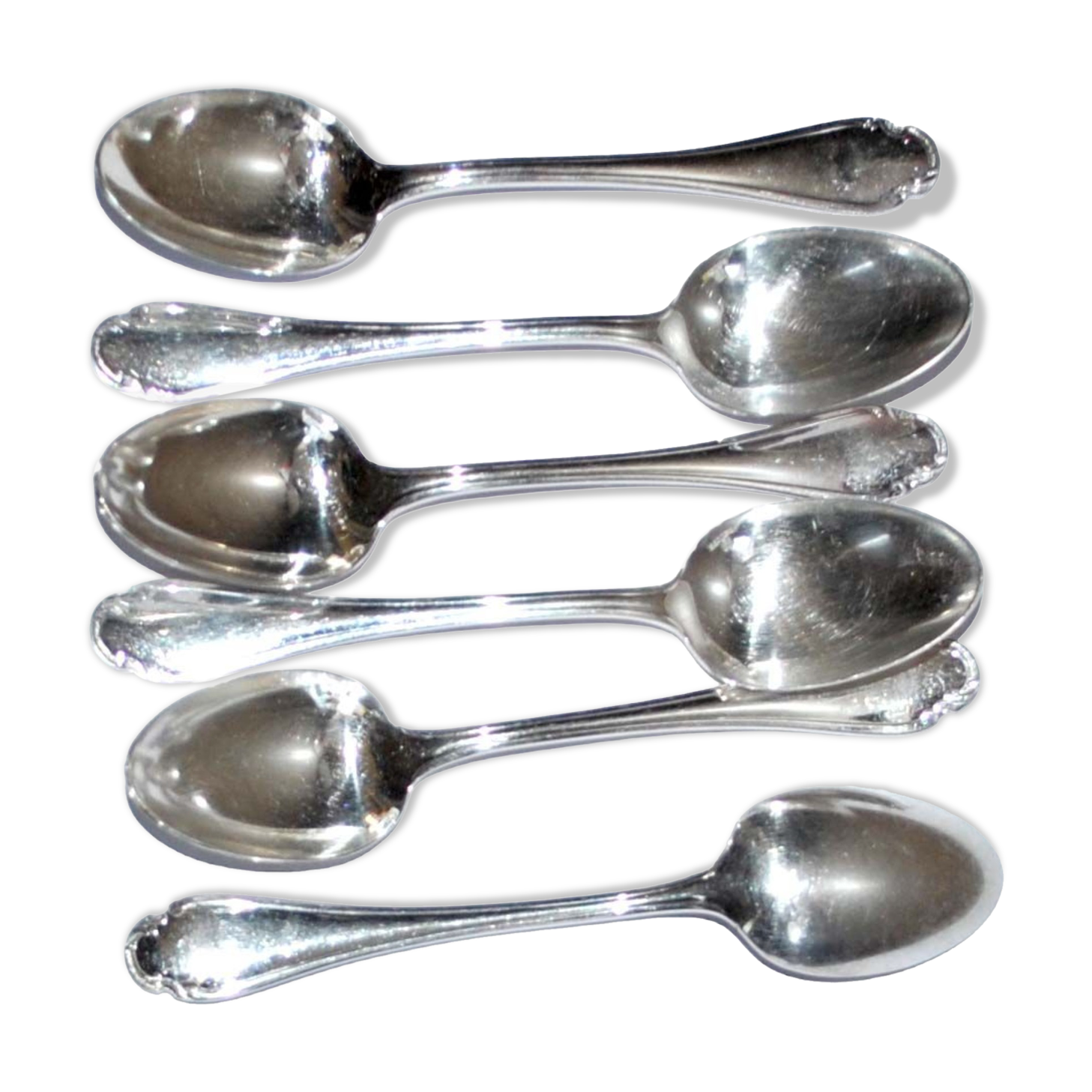 CHRISTOFLE Series of 6 teaspoons dessert silver metal model Pompadour 13cm