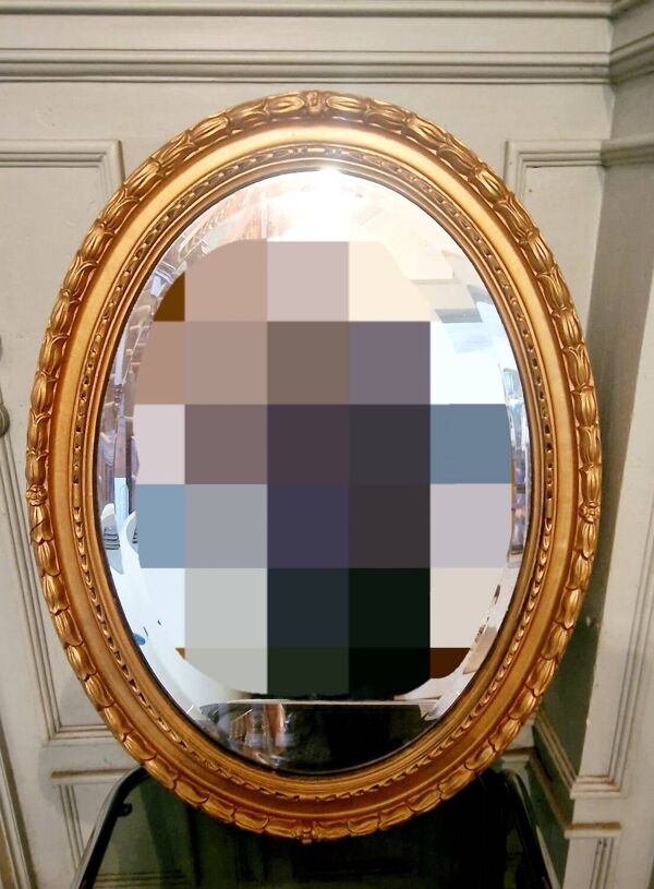 Grand miroir doré ovale miroir biseaute