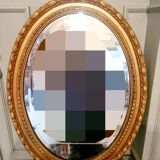 Large oval gold mirror beveled mirror