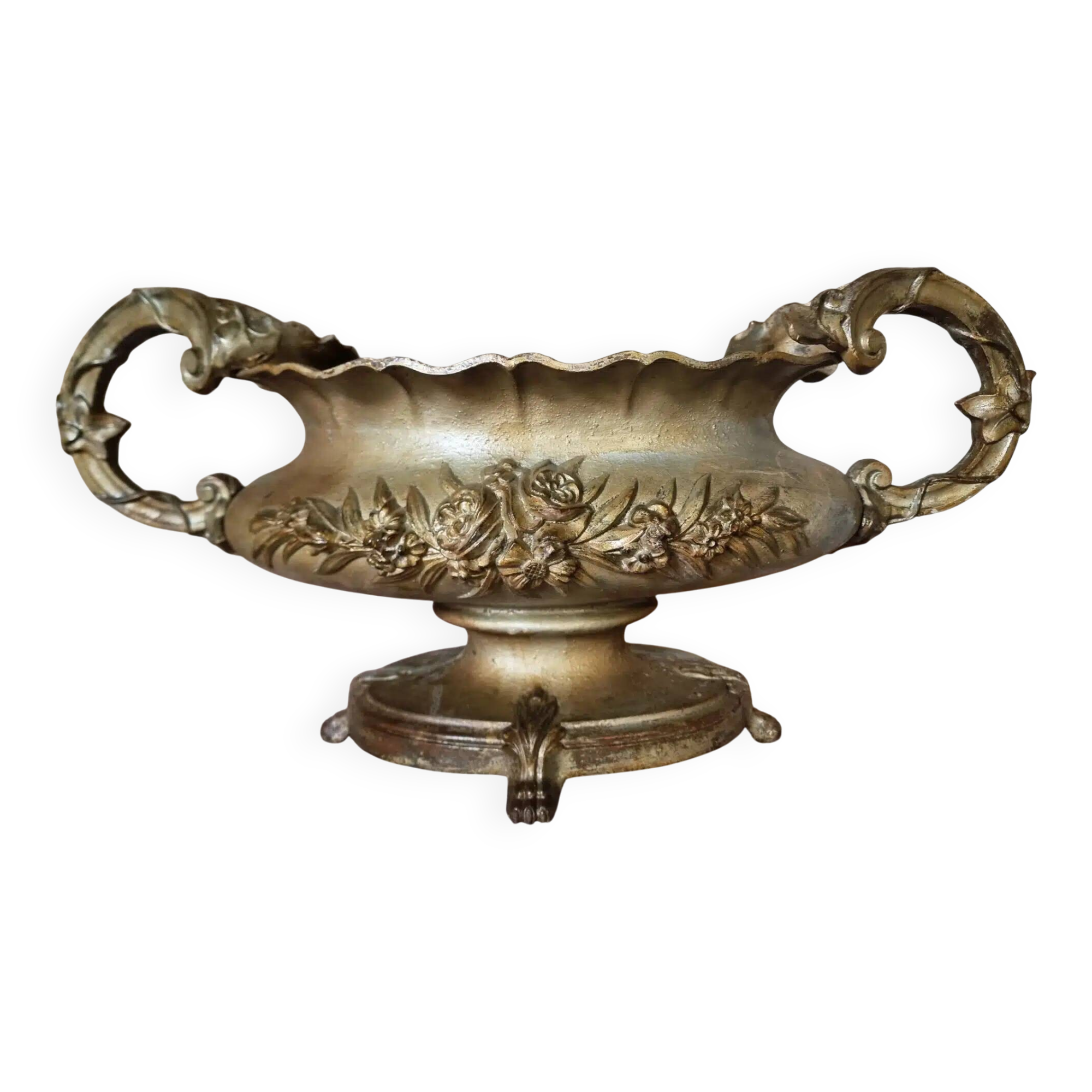 Large antique cast iron planter on a stand, France, circa 1900.
