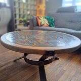Vallauris table basse signé drac 1960 bois faïence acier