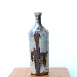 Vase bouteille en grès décor abstrait années 70